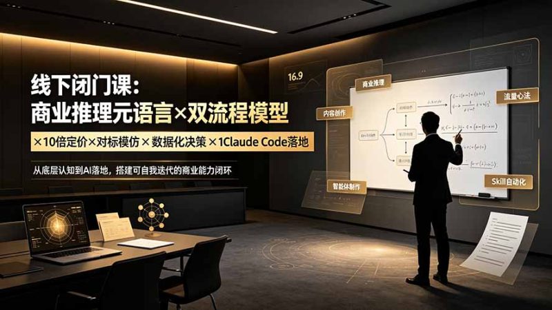 线下闭门课：商业推理元语言×双流程模型×10倍定价×对标模仿×数据化决策×Claude Code落地，击穿认知盲区 - 严选资源大全 - 严选资源大全