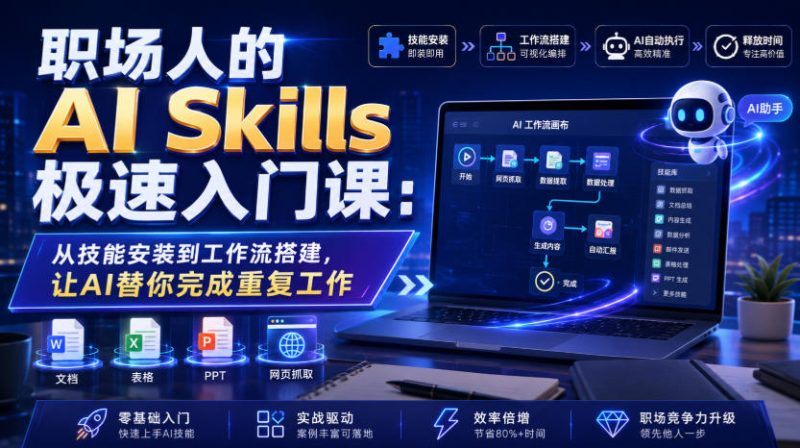 职场人的AI Skills极速入门课:从技能安装到工作流搭建,让AI替你完成重复工作 - 严选资源大全 - 严选资源大全