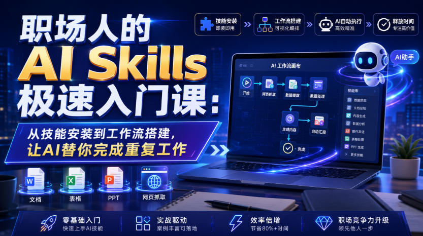 职场人的AI Skills极速入门课:从技能安装到工作流搭建,让AI替你完成重复工作 - 严选资源大全