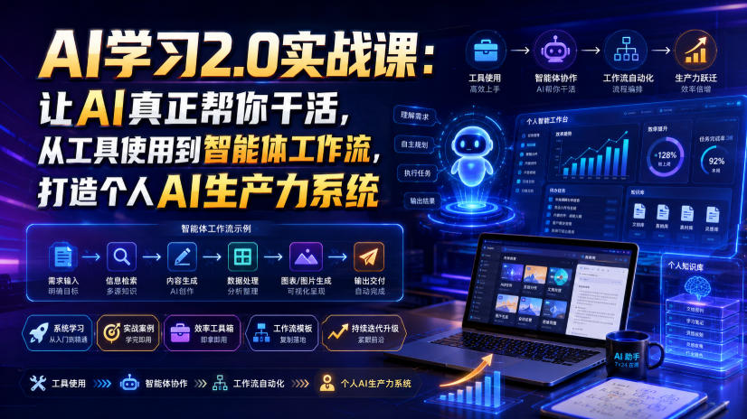 AI学习2.0实战课：让AI真正帮你干活，从工具使用到智能体工作流，打造个人AI生产力系统 - 严选资源大全
