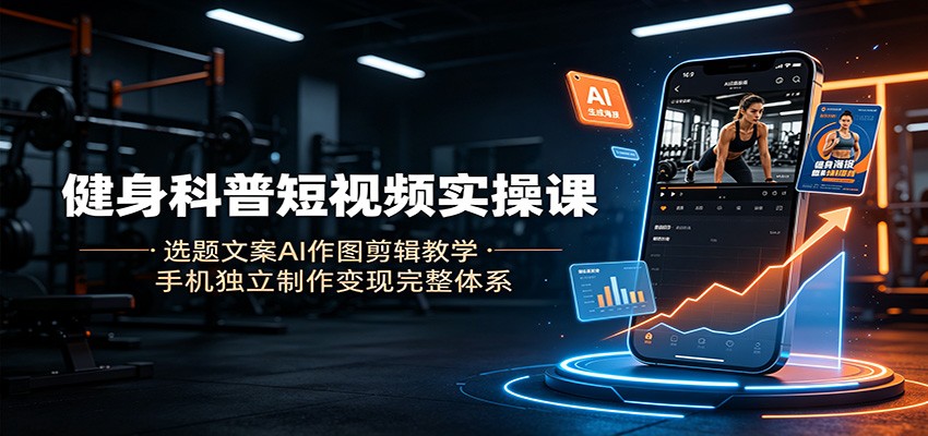 健身科普短视频实操课:选题文案AI作图剪辑教学,手机独立制作变现完整体系 - 严选资源大全
