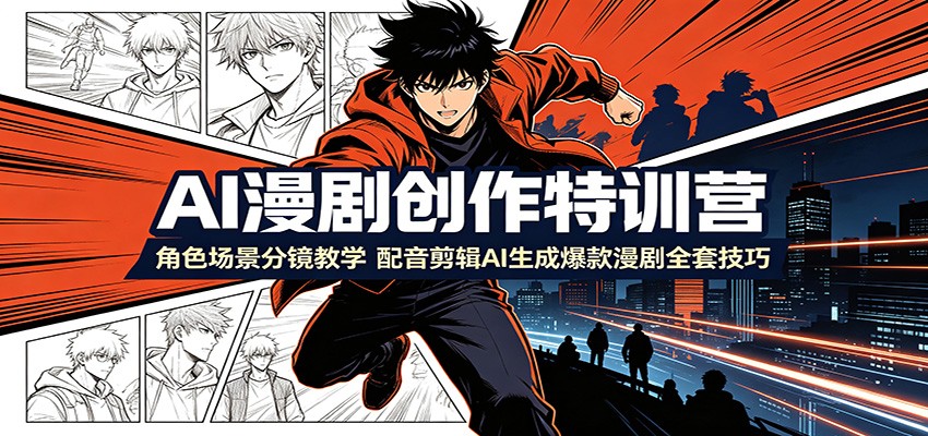 AI漫剧创作特训营:角色场景分镜教学,配音剪辑AI生成爆款漫剧全套技巧 - 严选资源大全