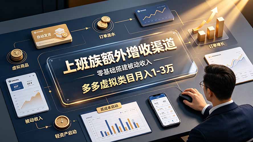 上班族额外增收渠道,零基础搭建被动收入,多多虚拟类目月入 1-3 万 - 严选资源大全