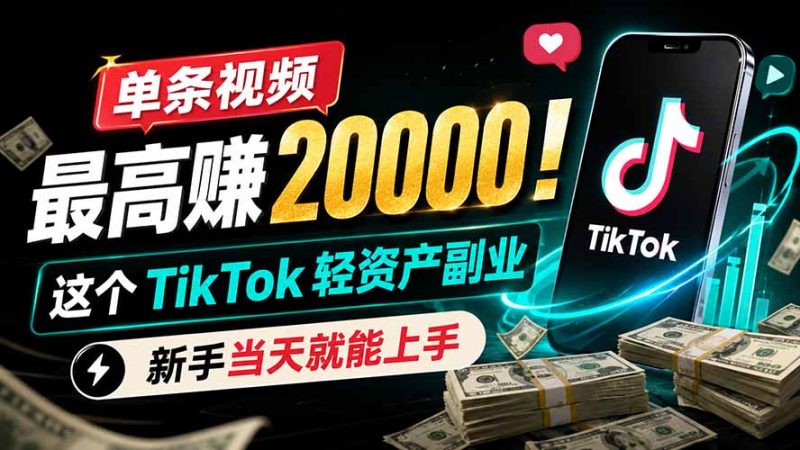 单条视频最高赚 20000！这个 TikTok 轻资产副业，新手当天就能上手 - 严选资源大全 - 严选资源大全