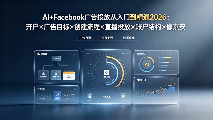 AI+Facebook广告投放从入门到精通2026：开户×广告目标×创建流程×直播投放×账户结构×像素安装×AI赋能 - 严选资源大全