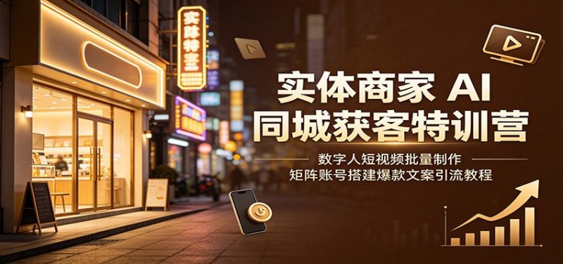 实体商家AI同城获客特训营：数字人短视频批量制作，矩阵账号搭建爆款文案引流教程 - 严选资源大全 - 严选资源大全