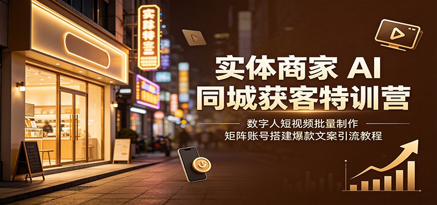 实体商家AI同城获客特训营:数字人短视频批量制作,矩阵账号搭建爆款文案引流教程 - 严选资源大全