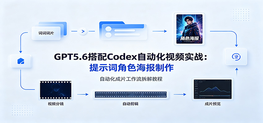 GPT5.6搭配Codex自动化视频实战：提示词角色海报制作，自动化成片工作流拆解教程 - 严选资源大全