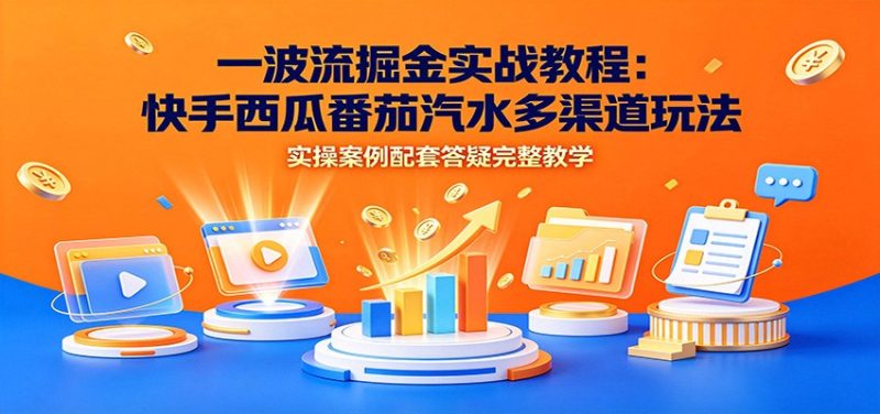 一波流掘金实战教程:快手西瓜番茄汽水多渠道玩法,实操案例配套答疑完整教学 - 严选资源大全 - 严选资源大全
