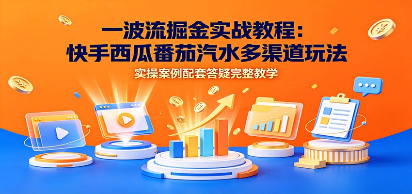一波流掘金实战教程：快手西瓜番茄汽水多渠道玩法，实操案例配套答疑完整教学 - 严选资源大全