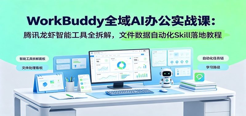 WorkBuddy全域AI办公实战课:腾讯龙虾智能工具全拆解,文件数据自动化Skill落地教程 - 严选资源大全 - 严选资源大全