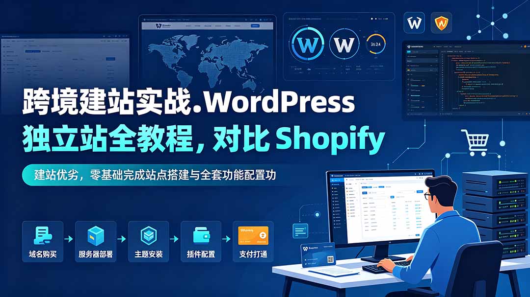 跨境建站实战：WordPress 独立站全教程，对比 Shopify 建站优劣，零基础完成站点搭建与全套功能配置 - 严选资源大全