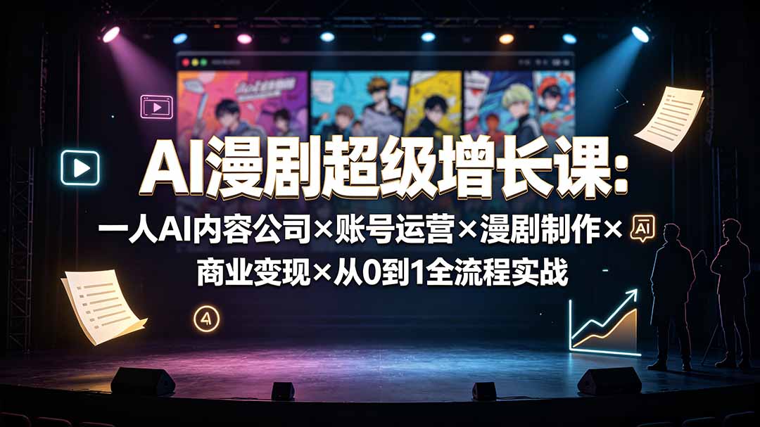 AI漫剧超级增长课：一人AI内容公司×账号运营×漫剧制作×商业变现×从0到1全流程实战 - 严选资源大全