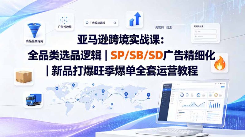 亚马逊跨境实战课-更新：全品类选品逻辑｜SP/SB/SD广告精细化｜新品打爆旺季爆单全套运营教程 - 严选资源大全 - 严选资源大全