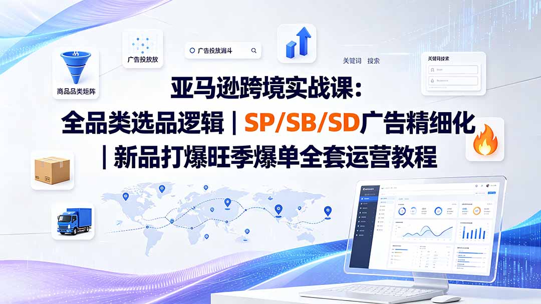 亚马逊跨境实战课-更新：全品类选品逻辑｜SP/SB/SD广告精细化｜新品打爆旺季爆单全套运营教程 - 严选资源大全