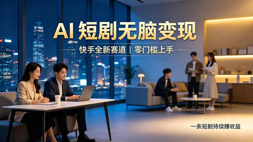 别乱找副业了，快手 AI 短剧零门槛长久被动增收 - 严选资源大全