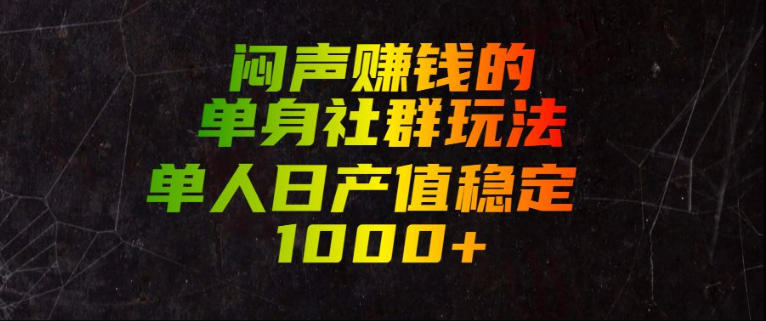 闷声賺钱的单身社群玩法，单人日产值稳定1000+【揭秘】 - 严选资源大全
