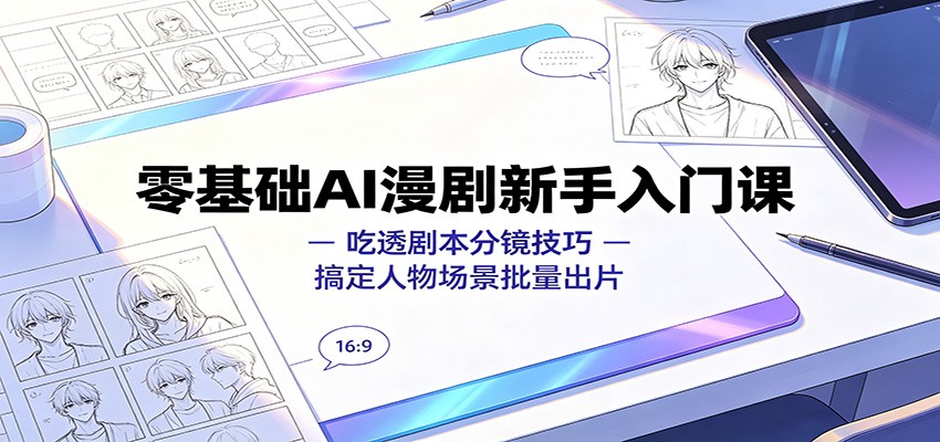 零基础AI漫剧新手入门课：吃透剧本分镜技巧，搞定人物场景批量出片 - 严选资源大全