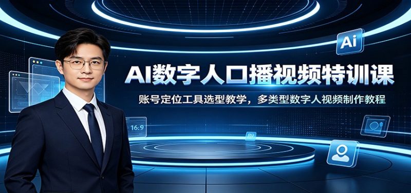 AI数字人口播视频特训课：账号定位工具选型教学，多类型数字人视频制作教程 - 严选资源大全 - 严选资源大全