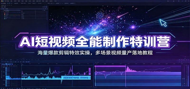 AI短视频全能制作特训营：海量爆款剪辑特效实操，多场景视频量产落地教程 - 严选资源大全 - 严选资源大全
