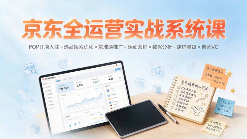 京东全运营实战系统课:POP开店入驻×选品搜索优化×京准通推广×活动营销×数据分析×店铺星级×自营VC - 严选资源大全 - 严选资源大全
