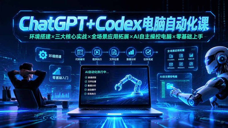ChatGPT+Codex电脑自动化课：环境搭建×三大核心实战×全场景应用拓展×AI自主操控电脑×零基础上手 - 严选资源大全 - 严选资源大全