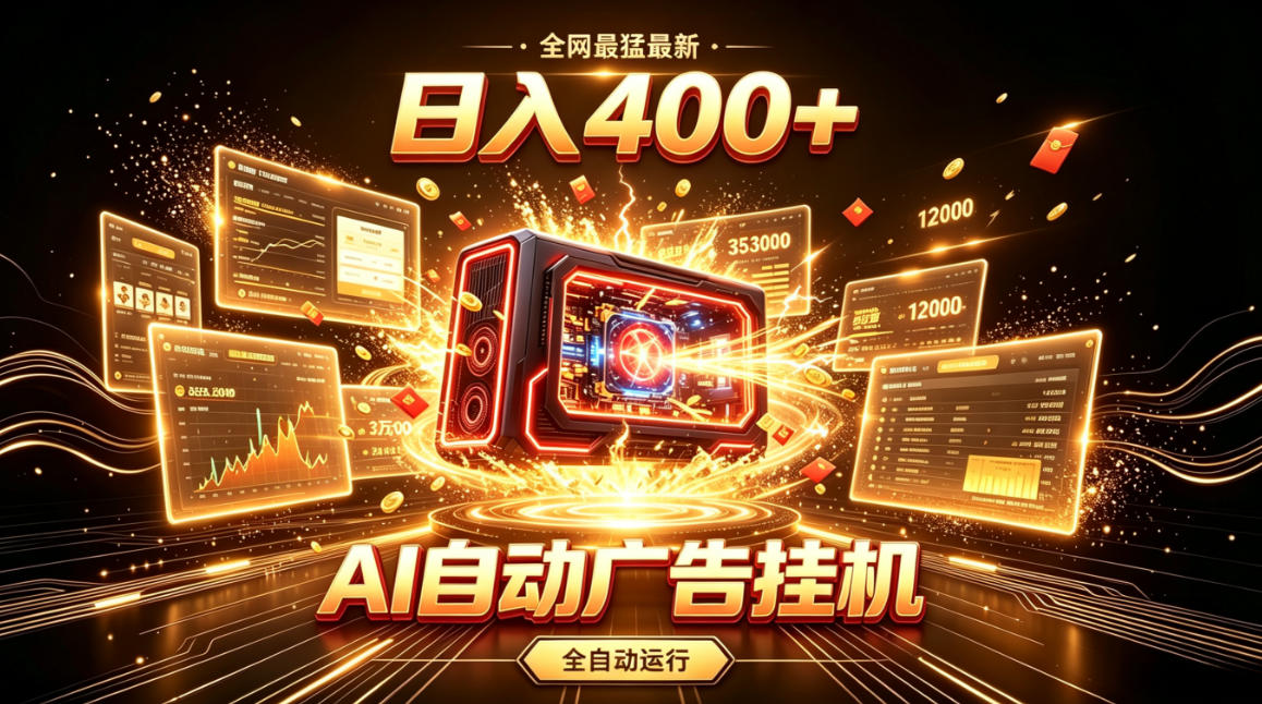 全网最猛最新的AI自动广告挂G，狠收益日入400+，真正做到躺賺式变现【揭秘】 - 严选资源大全