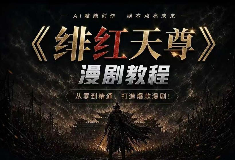 绯红天尊AI漫剧系统教程|从零入门到精通,工具运用+剧本创作+爆款逻辑+提示词素材+镜头剪辑,全套爆款漫剧落地实战课 - 严选资源大全
