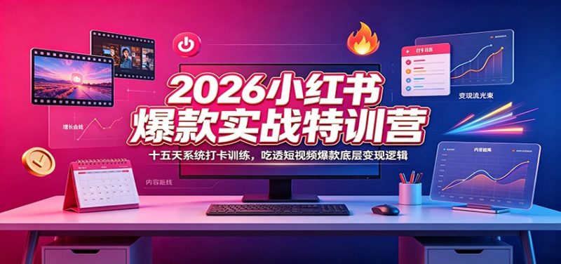 2026小红书爆款实战特训营：十五天系统打卡训练，吃透短视频爆款底层变现逻辑 - 严选资源大全 - 严选资源大全