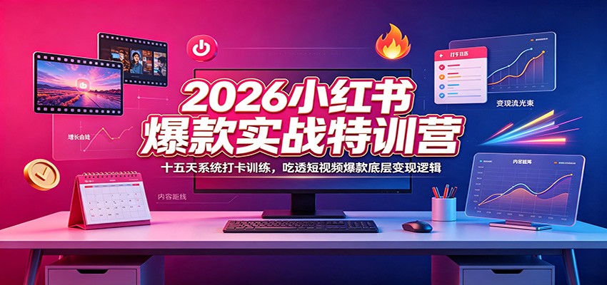 2026小红书爆款实战特训营：十五天系统打卡训练，吃透短视频爆款底层变现逻辑 - 严选资源大全