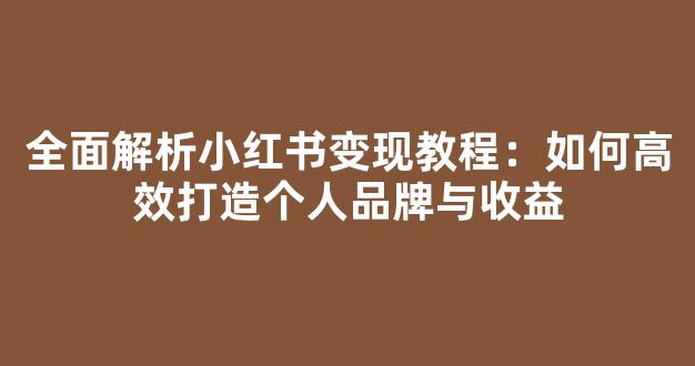 全面解析小红书变现教程：如何高效打造个人品牌与收益 - 严选资源大全