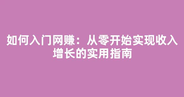 如何入门网赚：从零开始实现收入增长的实用指南 - 严选资源大全