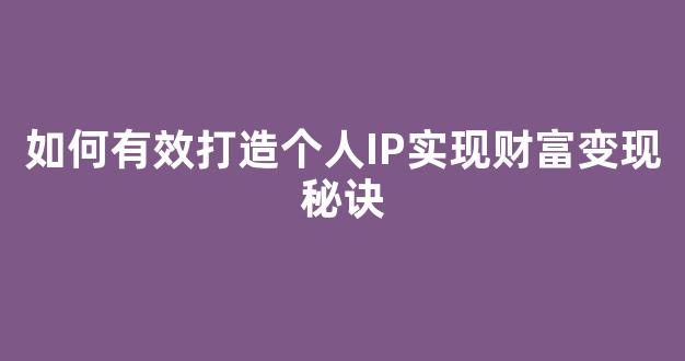 如何有效打造个人IP实现财富变现秘诀 - 严选资源大全
