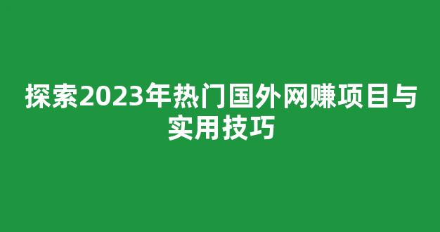 探索2023年热门国外网赚项目与实用技巧 - 严选资源大全