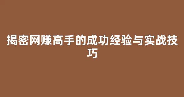 揭密网赚高手的成功经验与实战技巧 - 严选资源大全