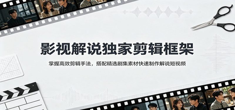 影视解说独家剪辑框架:掌握高效剪辑手法,搭配精选剧集素材快速制作解说短视频 - 严选资源大全 - 严选资源大全