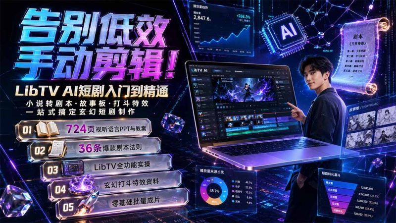 告别低效手动剪辑!LibTV AI短剧入门到精通,小说转剧本方法,故事板打斗特效一站式搞定玄幻短剧制作 - 严选资源大全 - 严选资源大全