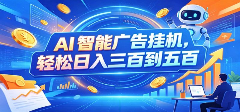 AI智能广告挂机,24小时自动跑,日入300-500,新手零门槛 - 严选资源大全 - 严选资源大全
