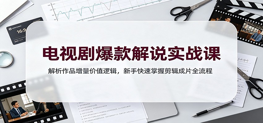 电视剧爆款解说实战课:解析作品增量价值逻辑,新手快速掌握剪辑成片全流程 - 严选资源大全