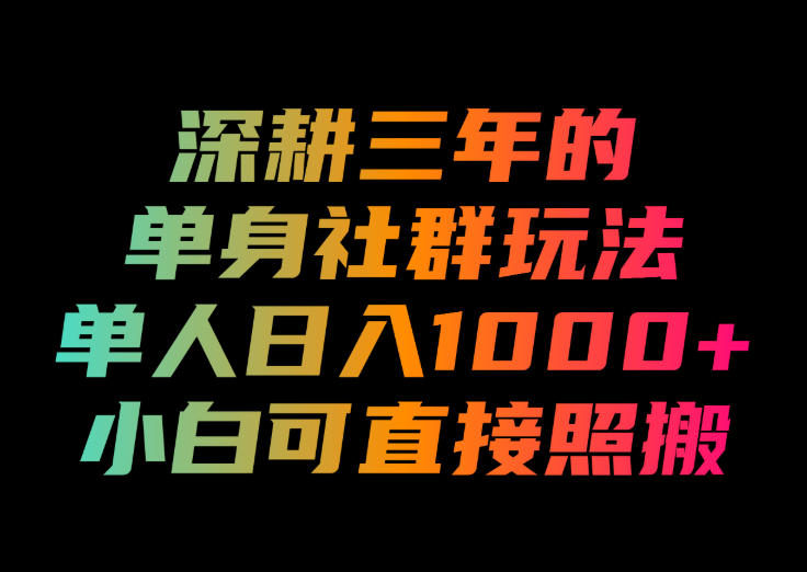 深耕三年的单身社群玩法,单人日入1000+,小白可直接照搬!【揭秘】 - 严选资源大全