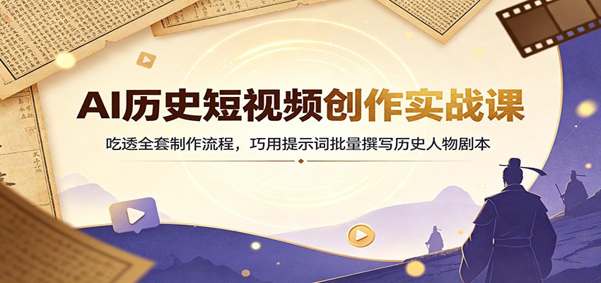 AI历史短视频创作实战课：吃透全套制作流程，巧用提示词批量撰写历史人物剧本 - 严选资源大全