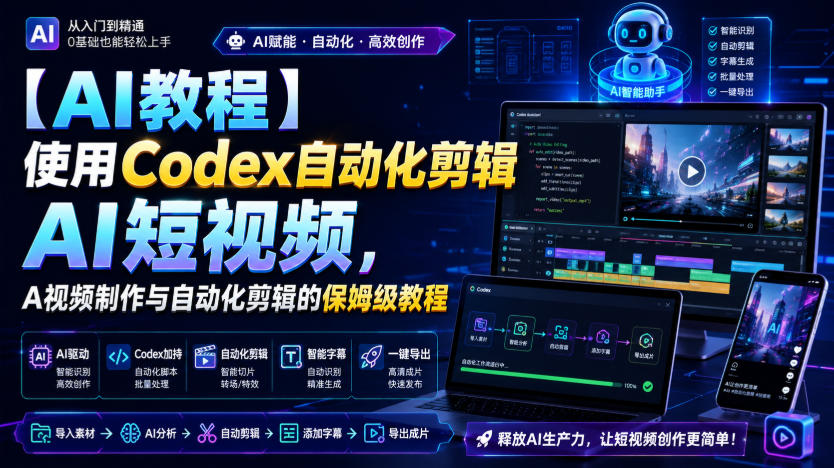 【AI教程】使用Codex自动化剪辑AI短视频，AI视频制作与自动化剪辑的保姆级教程 - 严选资源大全