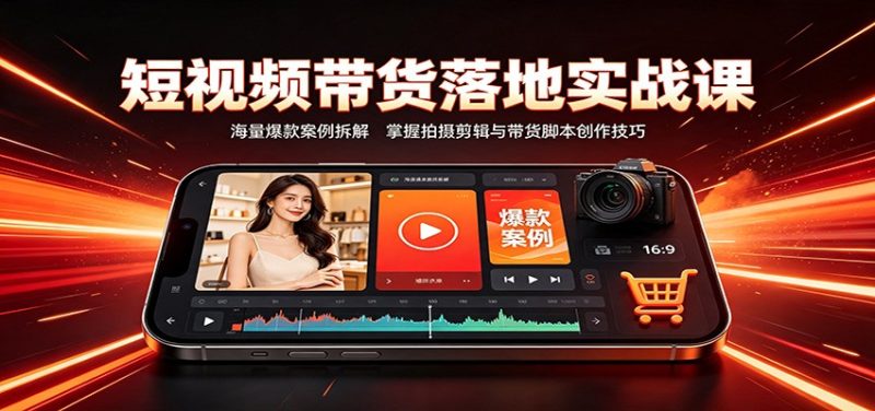 短视频带货落地实战课:海量爆款案例拆解,掌握拍摄剪辑与带货脚本创作技巧 - 严选资源大全 - 严选资源大全