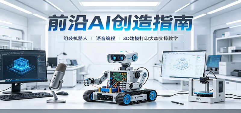 前沿AI创造指南:组装机器人、语音编程、3D建模打印大咖实操教学 - 严选资源大全 - 严选资源大全