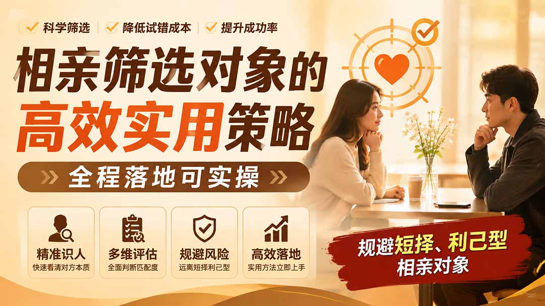 付费文章:相亲筛选对象的高效实用策略,全程落地可实操,规避短择、利己型相亲对象 - 严选资源大全