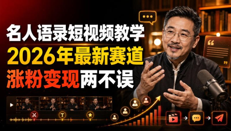 名人语录短视频教学,2026年最新赛道,涨粉变现两不误 - 严选资源大全 - 严选资源大全