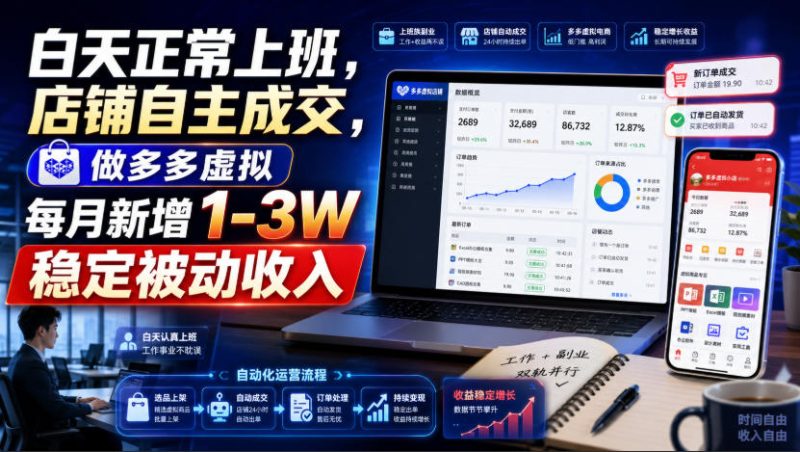 白天正常上班,店铺自主成交,做多多虚拟每月新增1-3W稳定被动收入【揭秘】 - 严选资源大全 - 严选资源大全