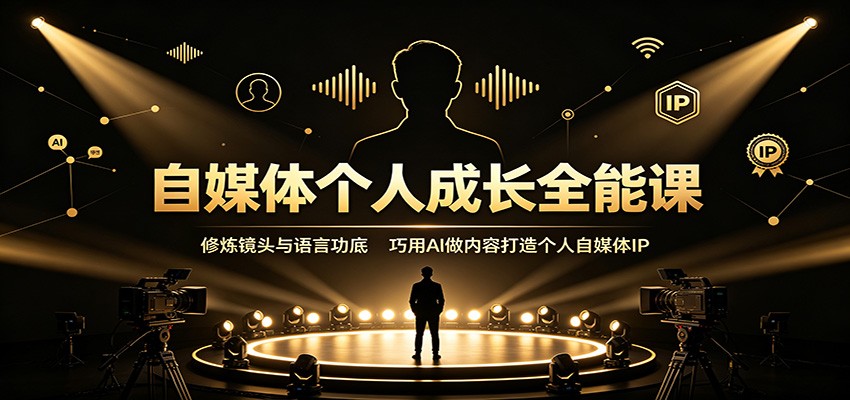 自媒体个人成长全能课：修炼镜头与语言功底，巧用AI做内容打造个人自媒体IP - 严选资源大全