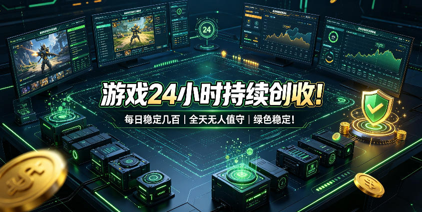 游戏24小时持续创收!每日稳定几百,全天无人值守,绿色稳定!【揭秘】 - 严选资源大全