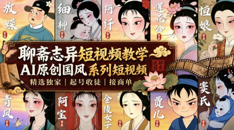 聊斋志异短视频教学,AI原创国风系列短视频,精选独家丨起号收徒丨接商单 - 严选资源大全 - 严选资源大全